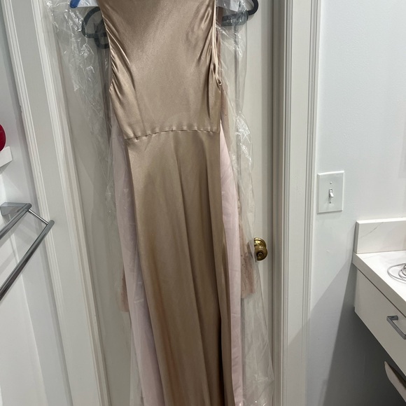 Elegant beige/brown Sleeveless Dress - Picture 5 of 7